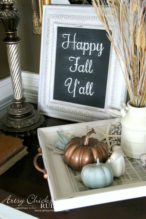 Welcoming Fall Foyer - Neutral Coastal Decor - Happy Fall Sign - artsychicksrule