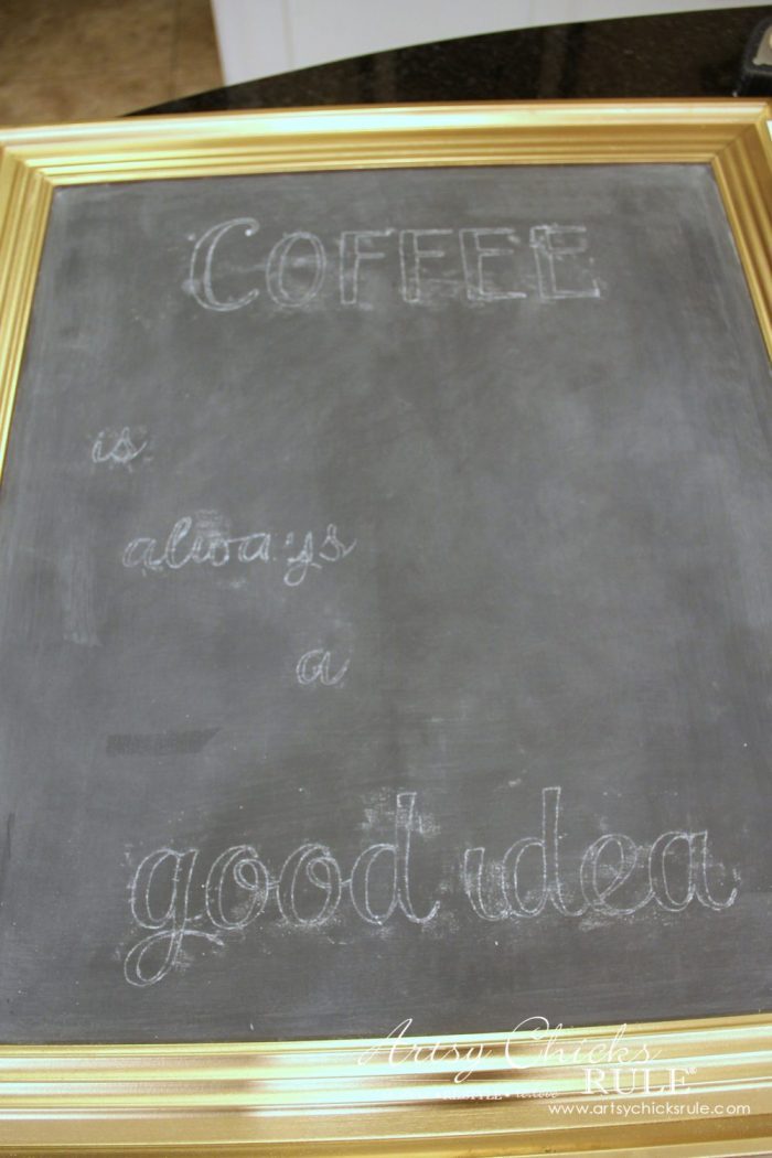 Chalkboard (repurposed framed print) to Coffee Bar Menu Board - CHALK ART - artsychicksrule #chalkboard #coffeebar