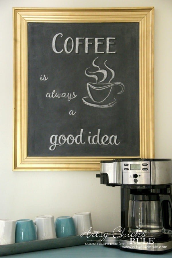 Chalkboard (repurposed framed print) to Coffee Bar Menu Board - COFFEE BAR BOARD - artsychicksrule #chalkboard #coffeebar