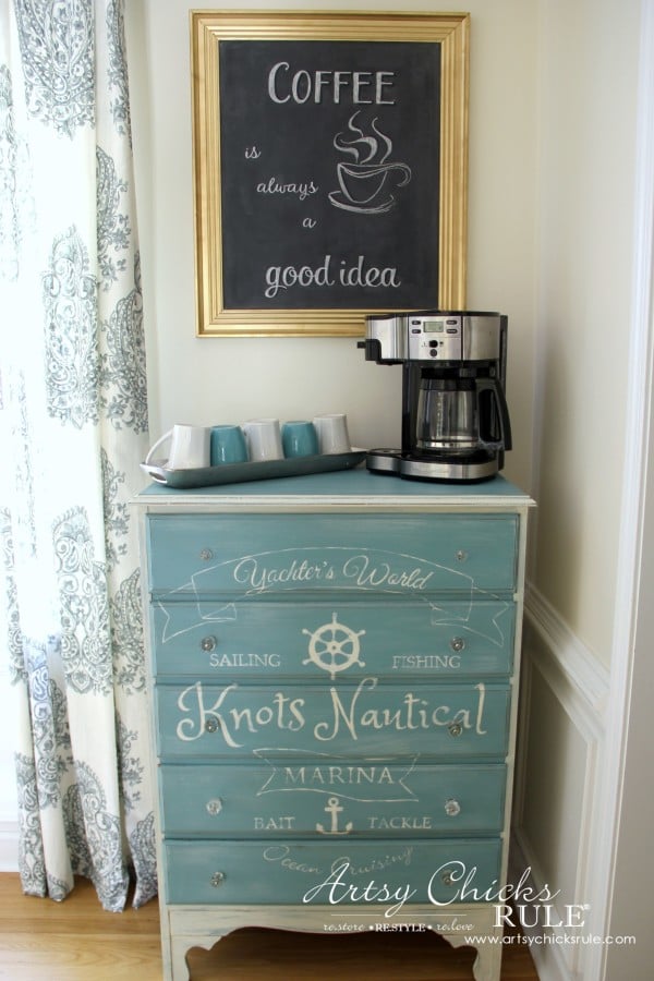 Chalkboard (repurposed framed print) to Coffee Bar Menu Board - COFFEE BAR - artsychicksrule #chalkboard #coffeebar