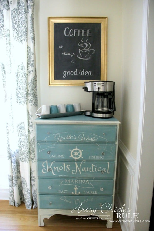 Chalkboard (repurposed framed print) to Coffee Bar Menu Board - LOVE A COFFEE BAR - artsychicksrule #chalkboard #coffeebar