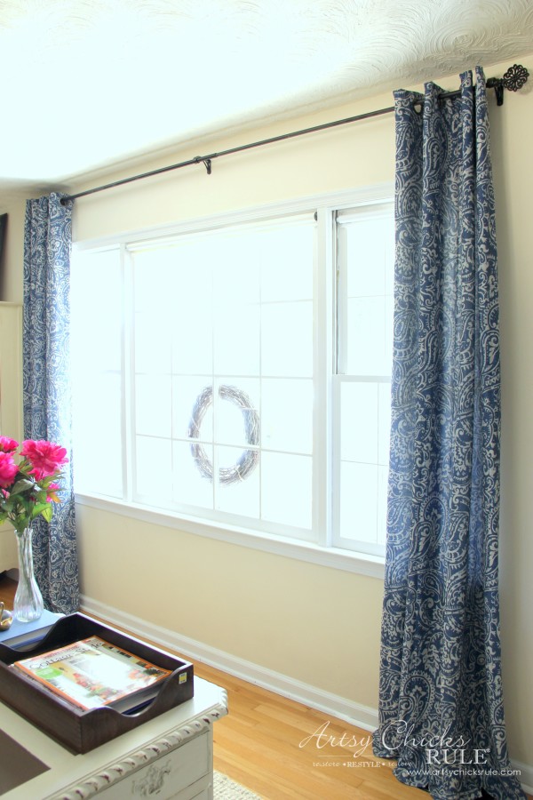 DIY Built-In Bookcase Wall - New Curtains Kohls - artsychicksrule #bookcase #diy