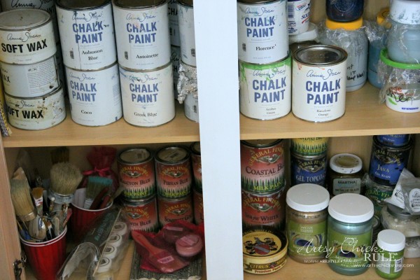 DIY Built-In Bookcase Wall - Paint Storage - artsychicksrule #bookcase #diy