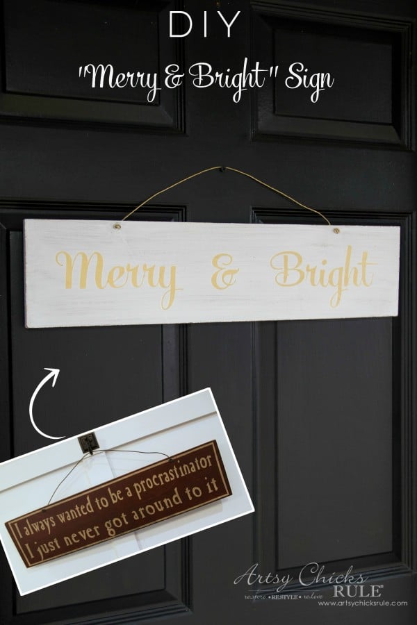 DIY Merry and Bright Sign - Thrifty Makeover TRANSFORMED - artsychicksrule