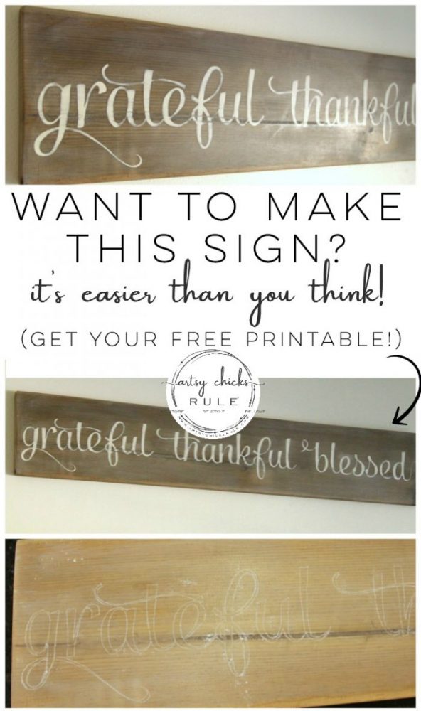 Grateful, Thankful, Blessed DIY Weathered Sign - Scrap Wood - artsychicksrule #gratefulthankfulblessed #gratefulsign #blessedsign #thankfulsign