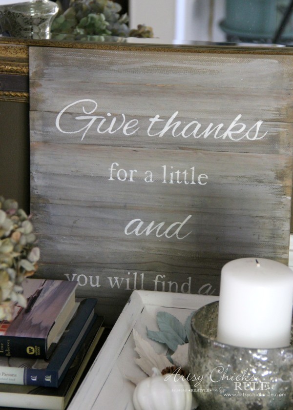 Thanksgiving Foyer - Give Thanks DIY Sign - artsychicksrule