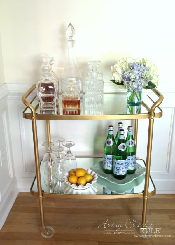 Beverage Cart Goes Glam (Trash to Treasure) - AFTER MAKEOVER - artsyhchicksrule #beveragecart