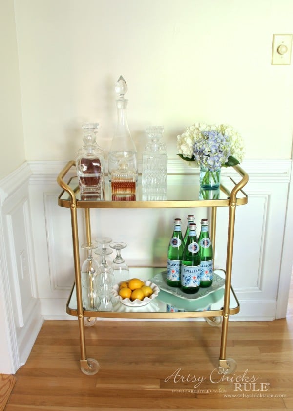 Beverage Cart Goes Glam (Trash to Treasure) - AFTER Thrifty Makeover - artsyhchicksrule #beveragecart