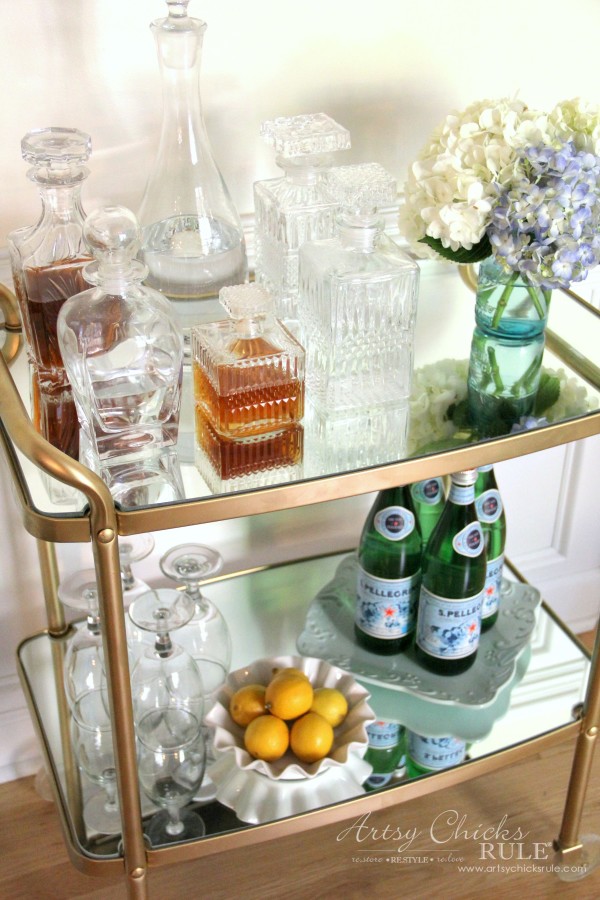 Beverage Cart Goes Glam (Trash to Treasure) - AFTER with mirrors - artsyhchicksrule #beveragecart