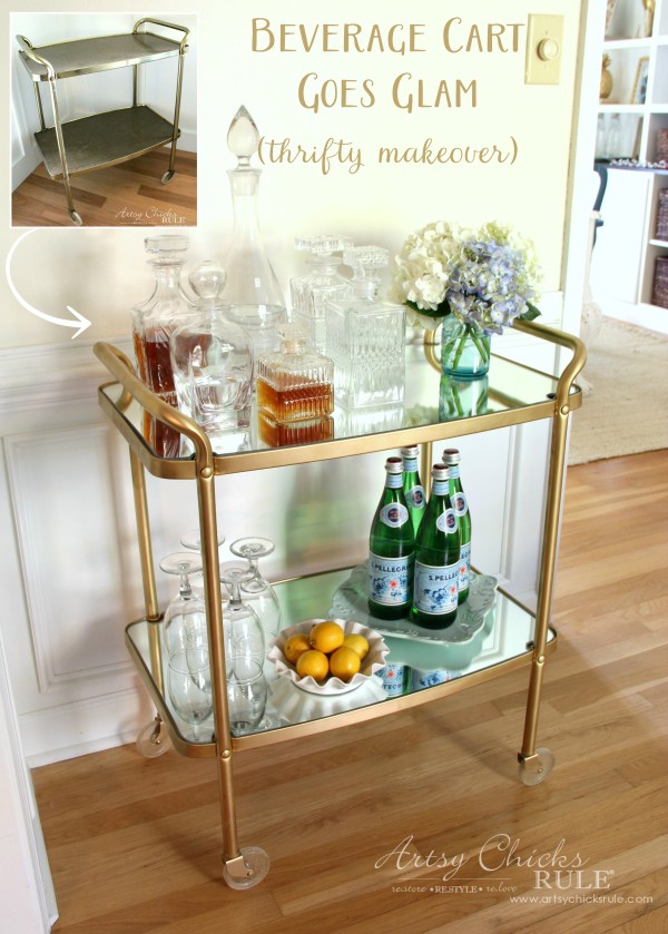 Beverage Cart Goes Glam (Trash to Treasure) - BEFORE AFTER - artsyhchicksrule #beveragecart