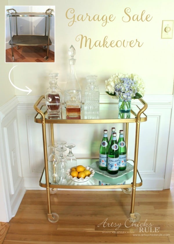 Beverage Cart Goes Glam (Trash to Treasure) - BEFORE and AFTER - artsyhchicksrule #beveragecart