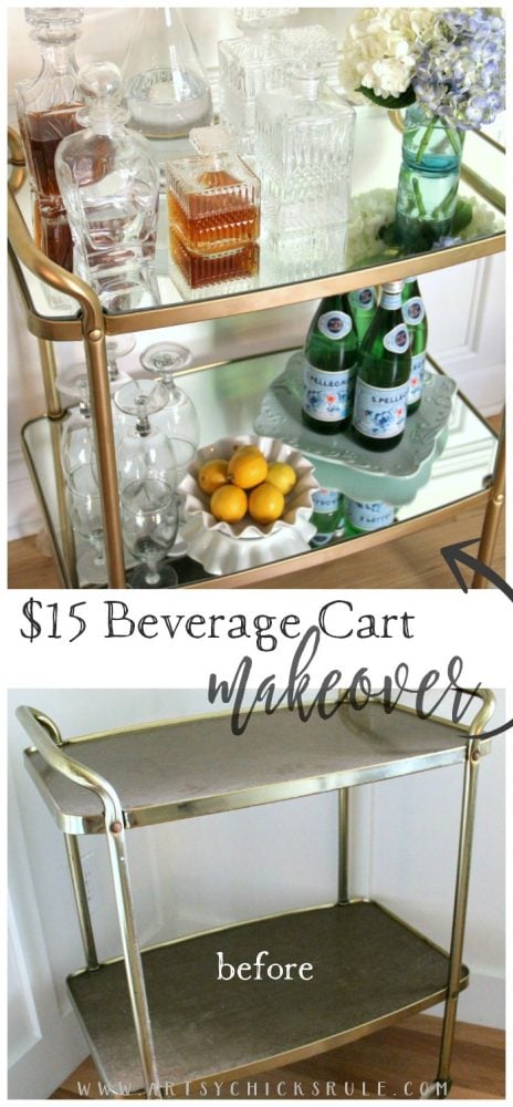 Beverage Cart Goes Glam (Trash to Treasure) - BEFORE AFTER - artsyhchicksrule #beveragecart