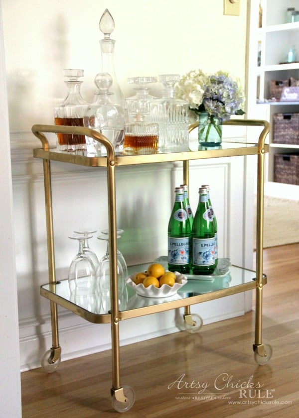 Beverage Cart Goes Glam (Trash to Treasure) - THRIFTY MAKEOVER - artsyhchicksrule #beveragecart