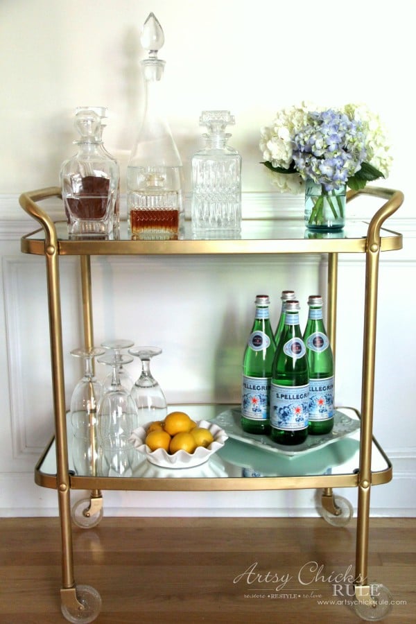 Beverage Cart Goes Glam (Trash to Treasure) - thrifty makeover SAVED MONEY - artsyhchicksrule #beveragecart