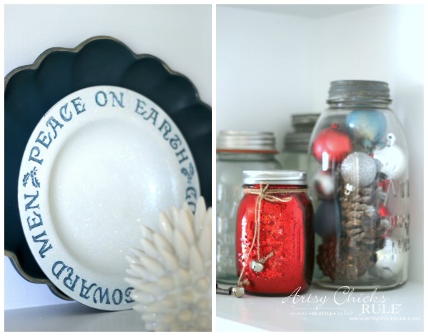 Christmas Home Tour 2015 - Bookcase Decor - artsychicksrule.com #christmashometour