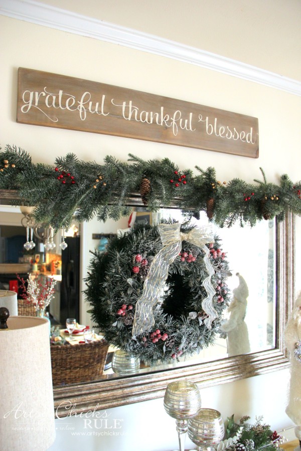 Christmas Home Tour 2015 - DIY Faux Driftwood Weathered Sign - artsychicksrule.com #christmashometour