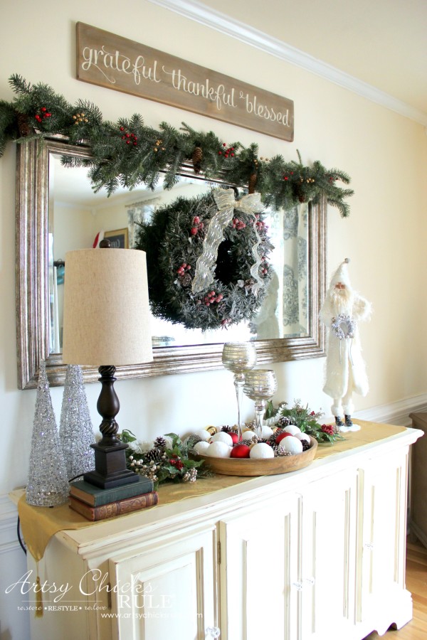 Christmas Home Tour 2015 - Dining Buffet - artsychicksrule.com #christmashometour