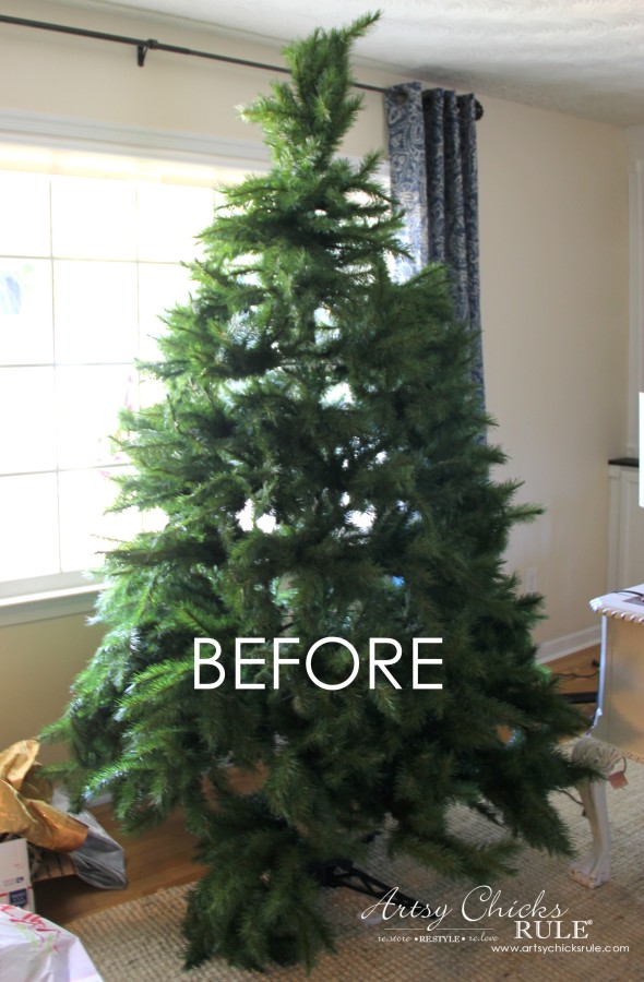 DIY Flocked Tree, Wreaths - Thrifty Holiday Decor! - Thrift Store TREE - #artsychicksrule #flockedtree