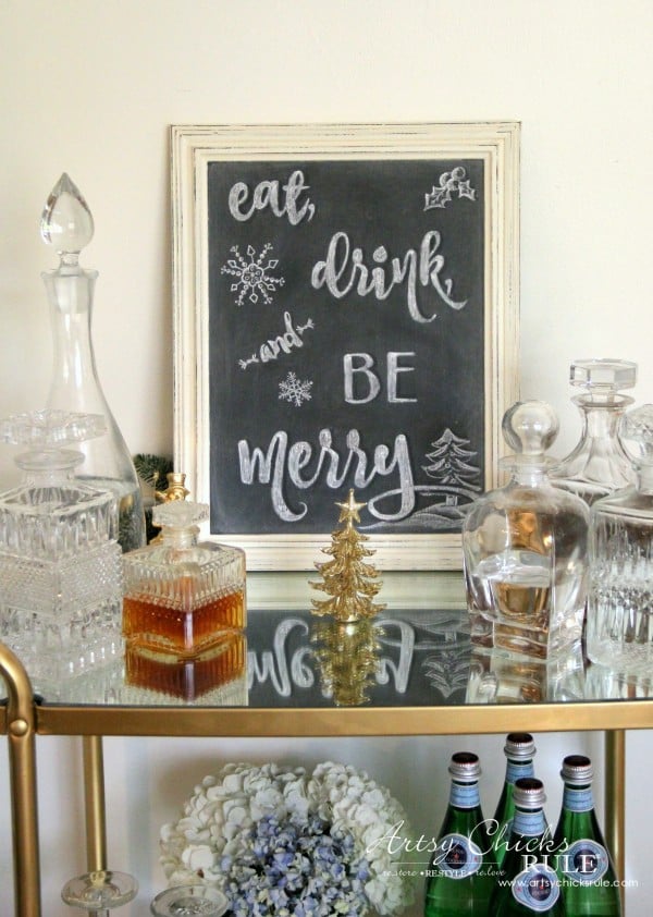 Eat, Drink, and Be Merry Chalk Art and FREE Printable! artsychicksrule.com #chalkart #eatdrinkbemerry