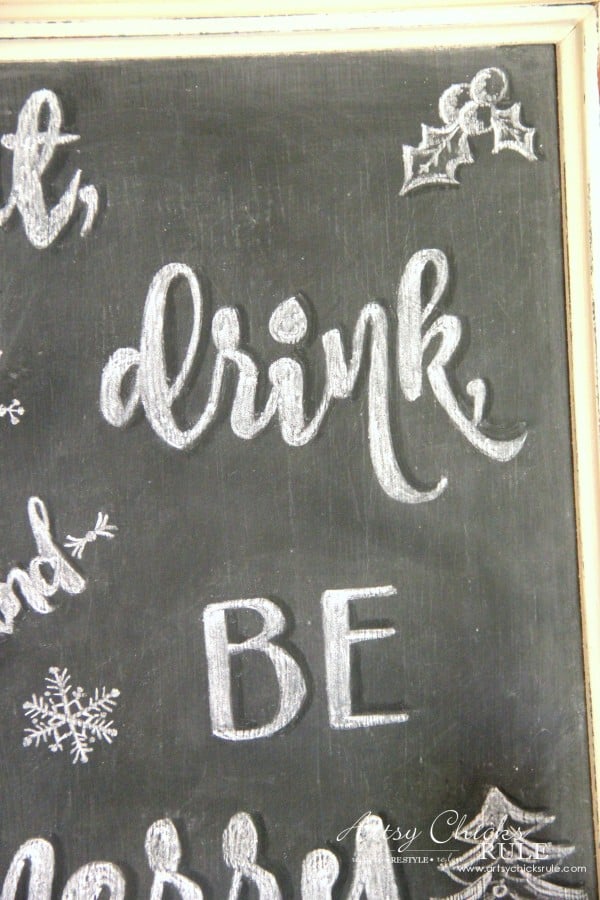 Eat, Drink and BE Merry Chalk Art - Shadowing details -#artsychicksrule #freeprintable #eatdrinkbemerry