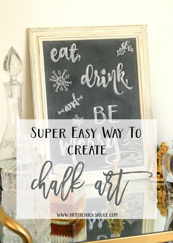 Eat, Drink, and Be Merry Chalk Art and FREE Printable! artsychicksrule.com #chalkart #eatdrinkbemerry