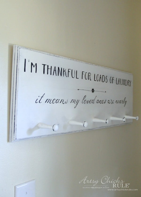 DIY Laundry Sign - thrift store makeover - AFTER - artsychicksrule #laundrysign