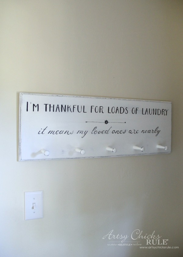 DIY Laundry Sign - thrift store makeover - AFTER - artsychicksrule.com #laundrysign