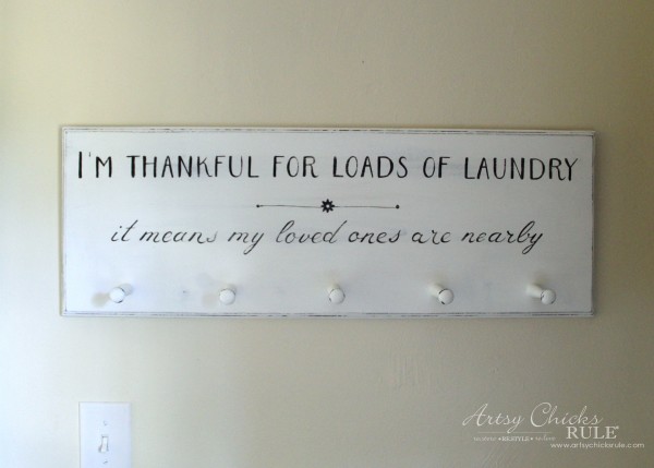 DIY Laundry Sign - thrift store makeover - UP CLOSE - artsychicksrule.com #laundrysign