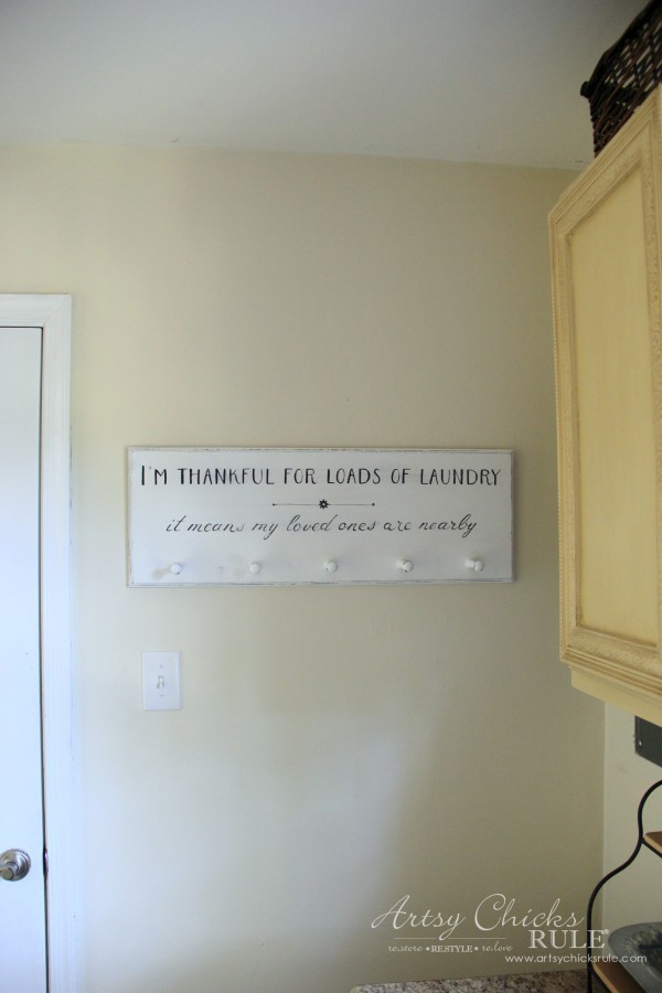 DIY Laundry Sign - thrift store makeover - on wall - artsychicksrule #laundrysign