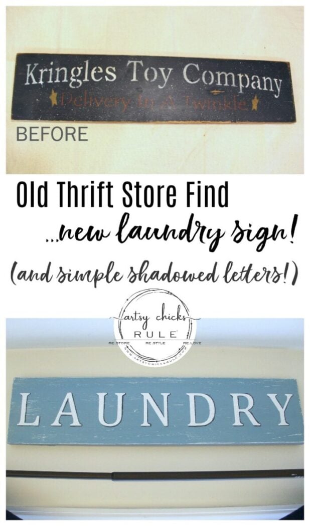 DIY Antiqued Laundry Sign - artsychicksrule.com #laundrysign #diylaundrysign #silhouetteprojects