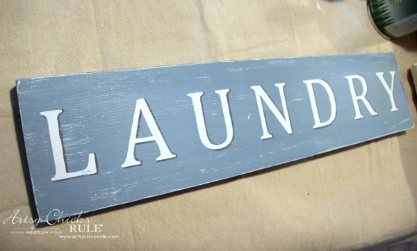 Antiqued Laundry Sign - with shadows - artsychicksrule #laundrysign #diylaundrysign