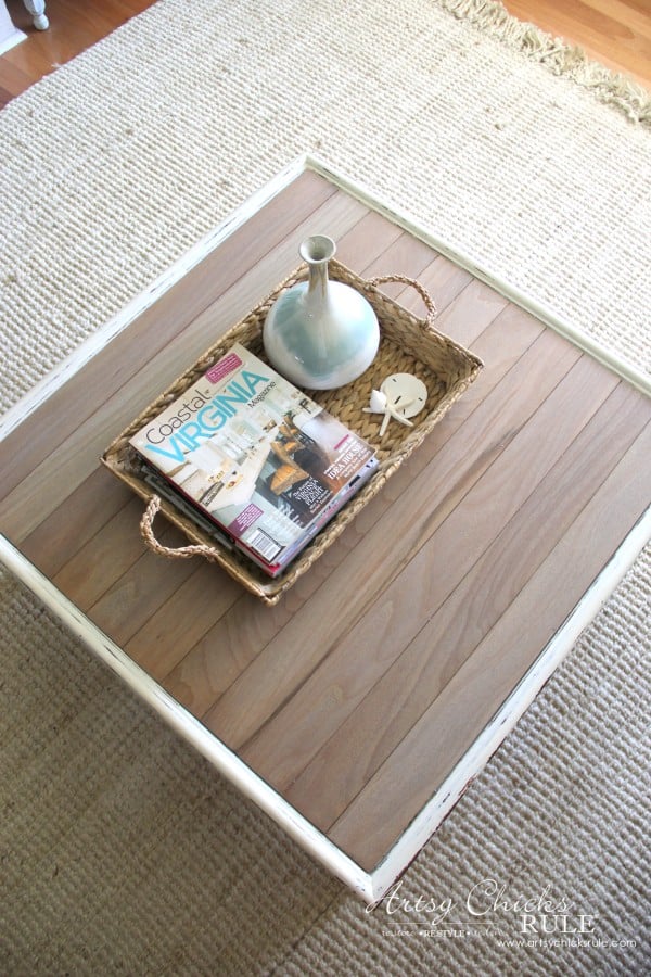 Coffee Table Makeover Using Old Flooring - DRIFTWOOD STAIN finish - artsychicksrule #coffeetable