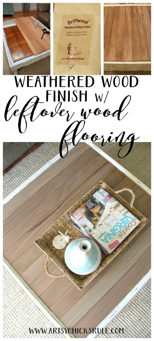 Make a weathered top with OLD WOOD FLOORING!! Easy! artsychicksrule.com