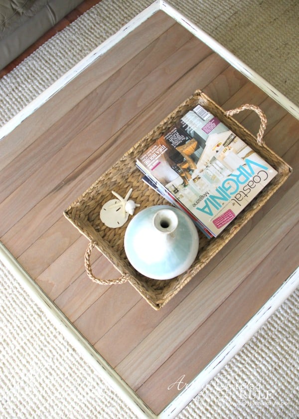 Coffee Table Makeover Using Old Flooring - awesome DRIFTWOOD STAIN - artsychicksrule #coffeetable