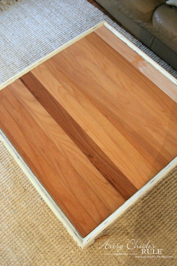 Coffee Table Makeover Using Old Flooring - original plan - artsychicksrule #coffeetable