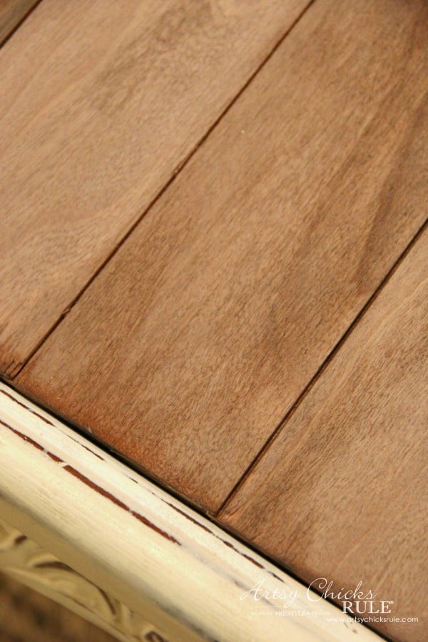 Coffee Table Makeover Using Old Flooring - up close of Driftwood - artsychicksrule #coffeetable