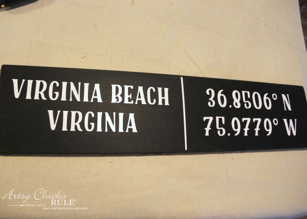 DIY Coordinates Sign - attach vinyl lettering - artsychicksrule #silhouette #diy #sign #coastaldecor