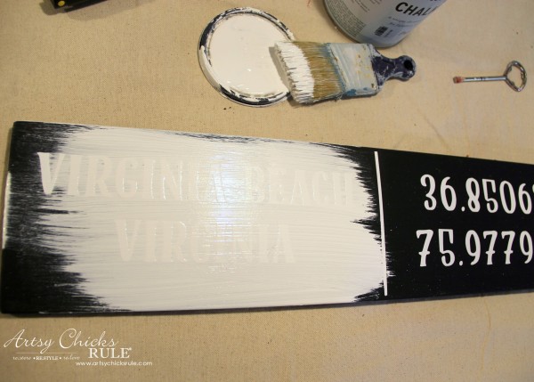 DIY Coordinates Sign - paint over the lettering - artsychicksrule #silhouette #diy #sign #coastaldecor