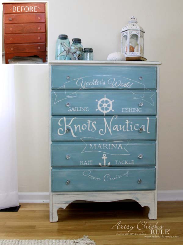 Nautical Chest - Before and After - artsychicksrule