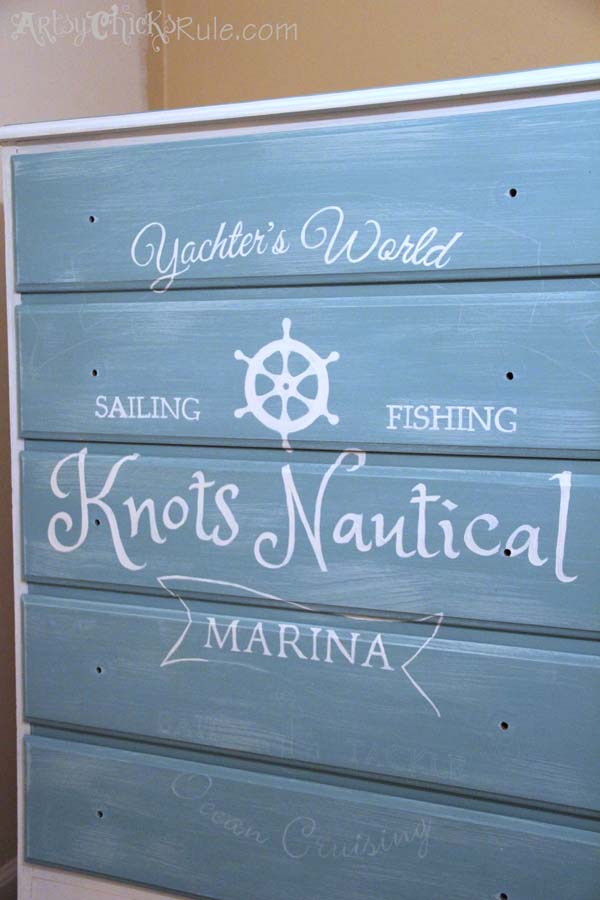 Thrift Store Dresser During Painting of Custom Graphics- Annie Sloan Chalk Paint