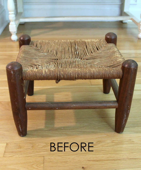 Beachy Footstool Makeover