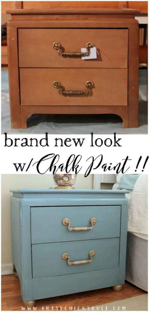 A couple of simple modifications and some Chalk Paint COMPLETELY transformed these!!! So easy!! Turquoise Night Stands artsychicksrule.com