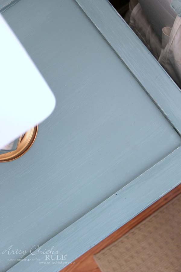 Coastal Turquoise Night Stands Makeover with Chalk Paint - TOP MINUS GLASS - artsychicksrule