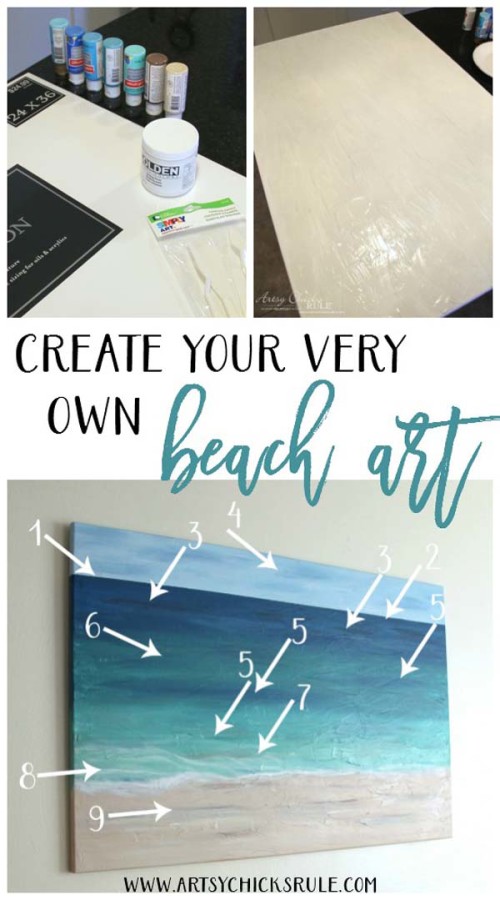 DIY Beach Painting - CREATE YOUR VERY OWN - artsychicksrule.com #diybeachpainting #beachpainting #abstractart