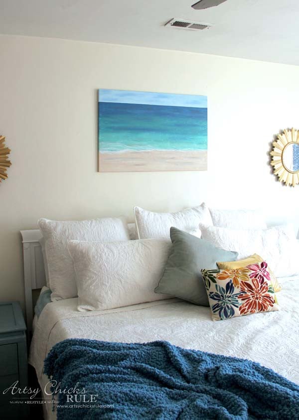 DIY Beach Painting - SO EASY - artsychicksrule.com #diypainting #diyabstractpainting #diybeachpainting