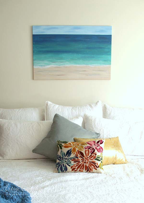 DIY Beach Painting - straight on view - artsychicksrule.com #diypainting #diyabstractpainting #diybeachpainting