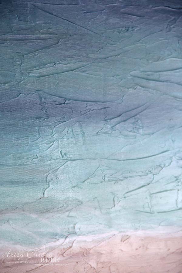 DIY Beach Painting - up close on texture - artsychicksrule #diypainting #diyabstractpainting #diybeachpainting