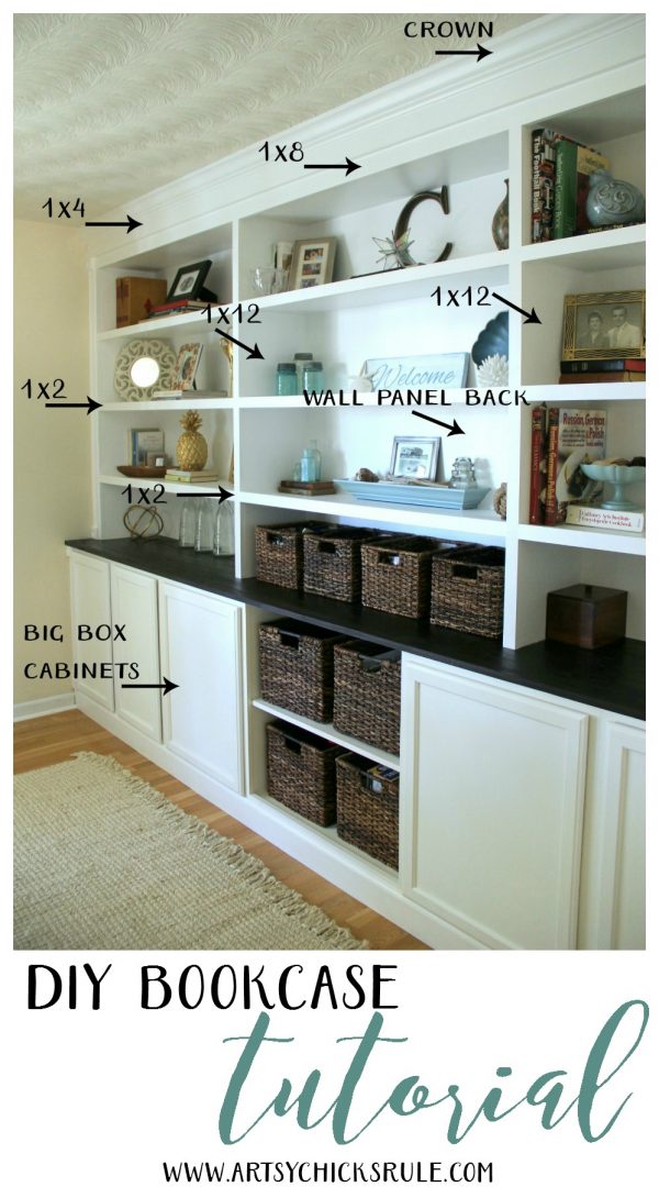 DIY Bookcase Tutorial - STEPS TO MAKE - artsychicksrule.com #DIYBookcase #Bookcase