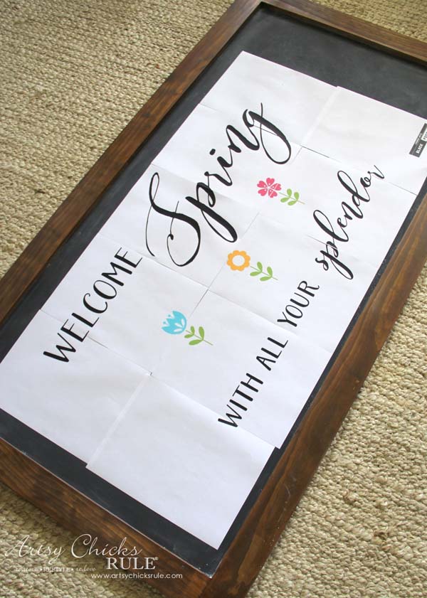 DIY Farmhouse Inspired Chalkboard - Transferring Spring Chalk Art - artsychicksrule