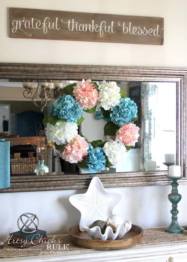 DIY Hydrangea Wreath - SIMPLE DIY - DIY Hydrangea Wreath - Colorful Spring Wreath - artsychicksrule.com #hydrangeawreath #springwreath